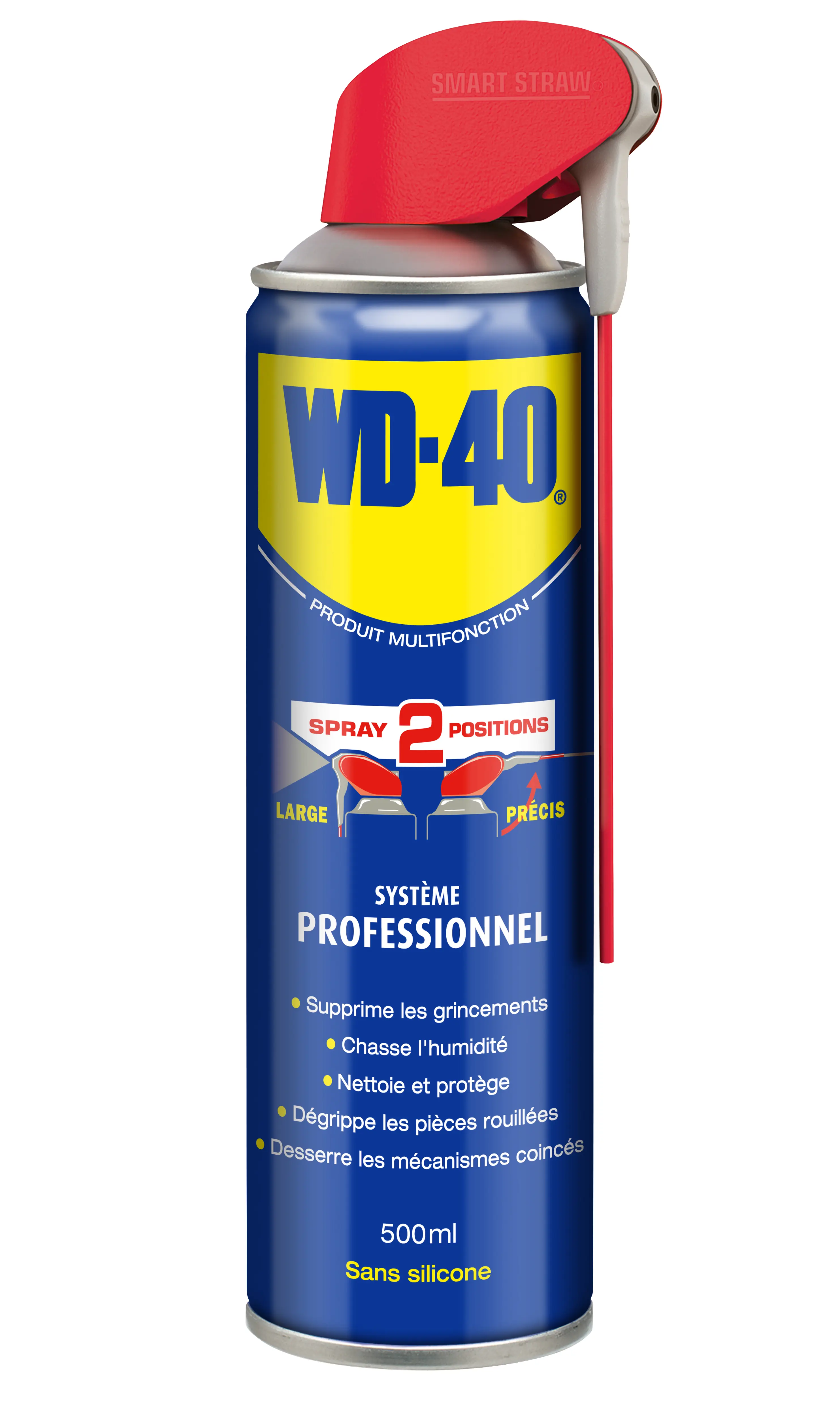 Nettoyant multifonctions, lubrifiant système professionnel double position – aérosol de 500ml – 33034